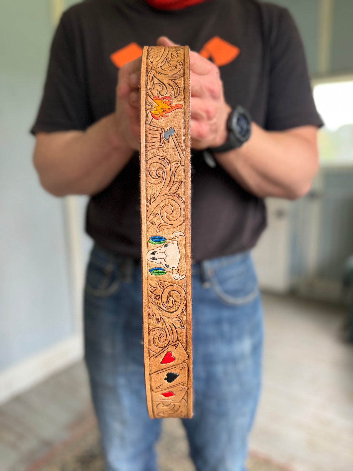 Custom Tooled Leather Belt