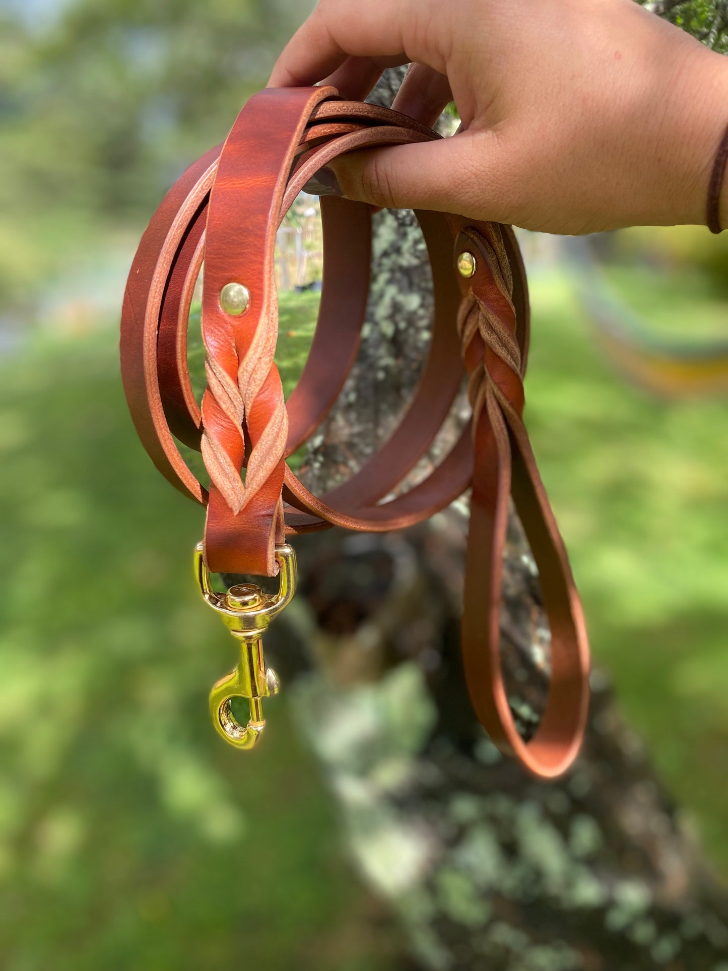 Braided Latigo Leash in Tan