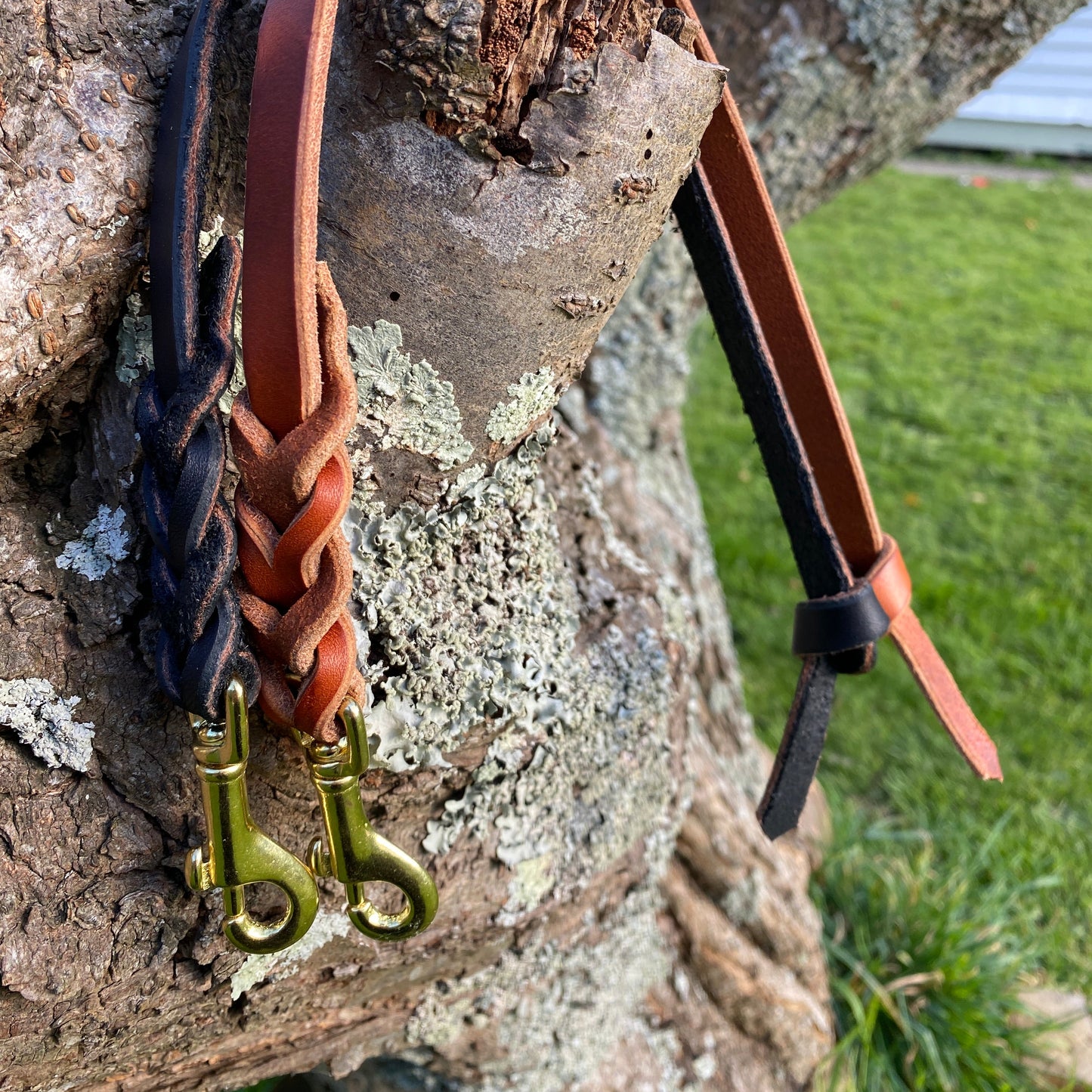 Training Grab Tabs - Braided Latigo Leather
