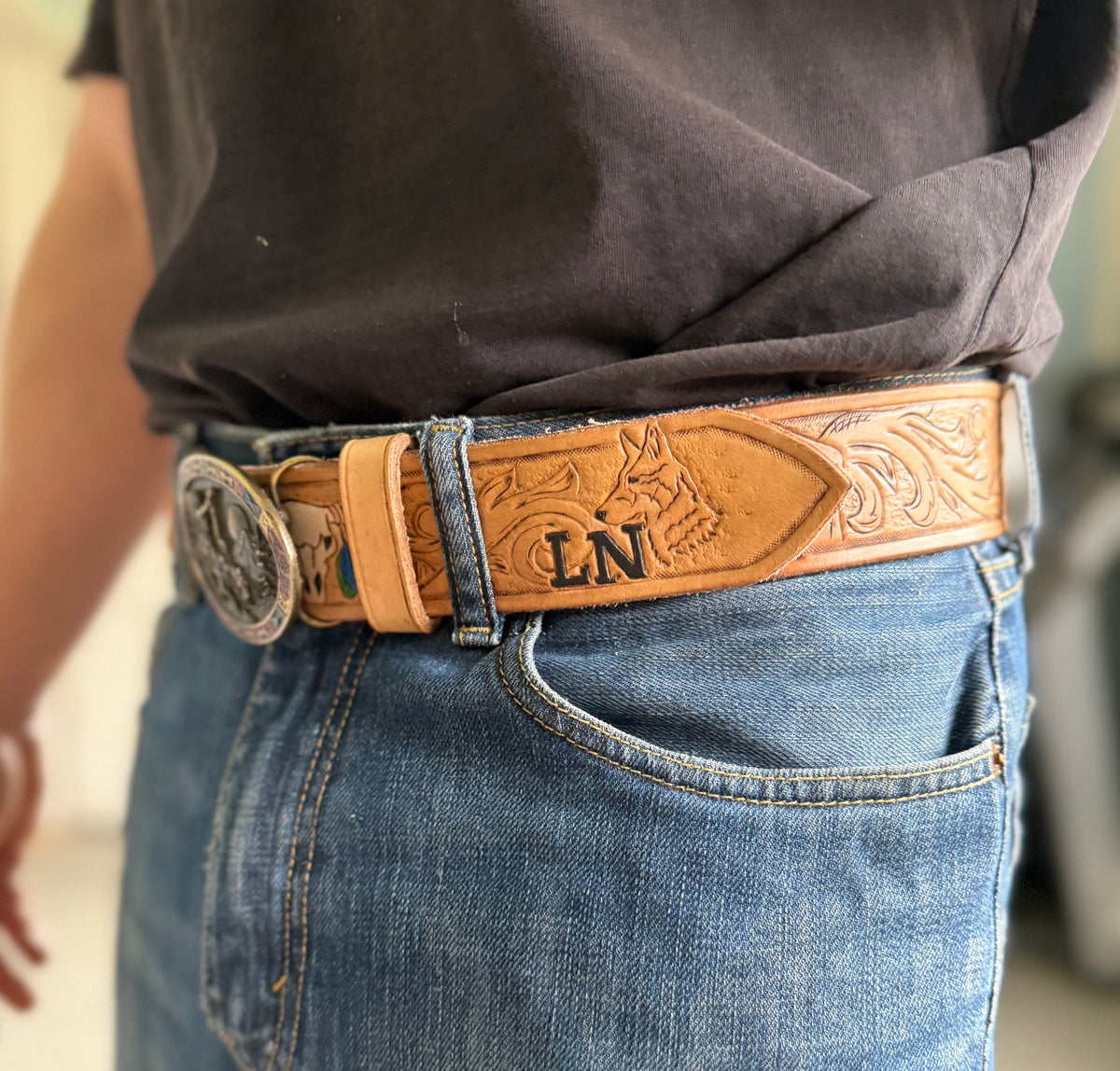 Custom Tooled Leather Belt