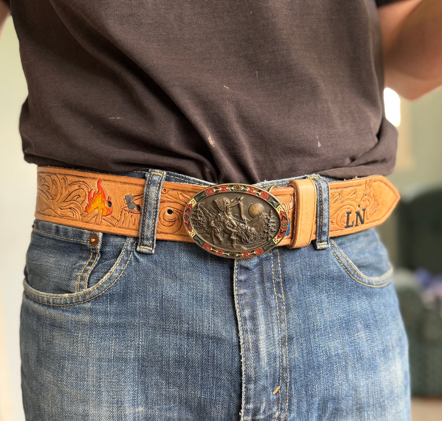 Custom Tooled Leather Belt
