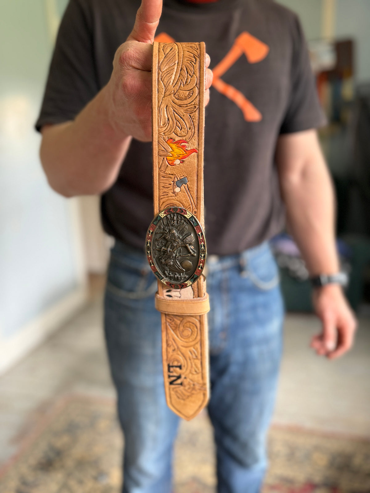 Custom Tooled Leather Belt