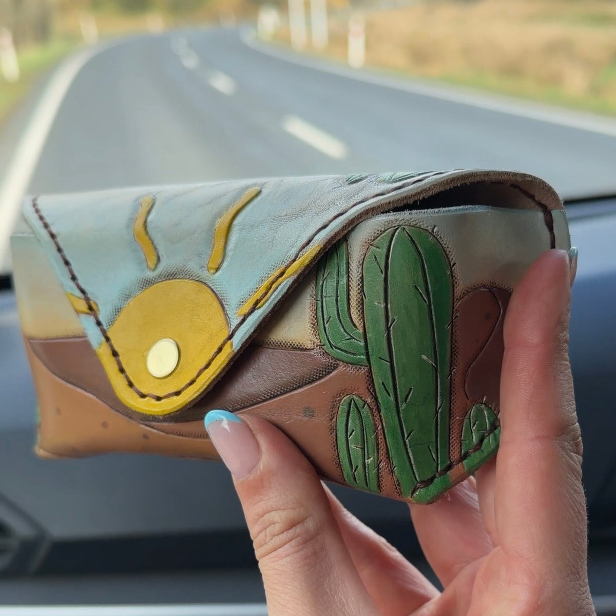 Custom Tooled Leather Glasses Case