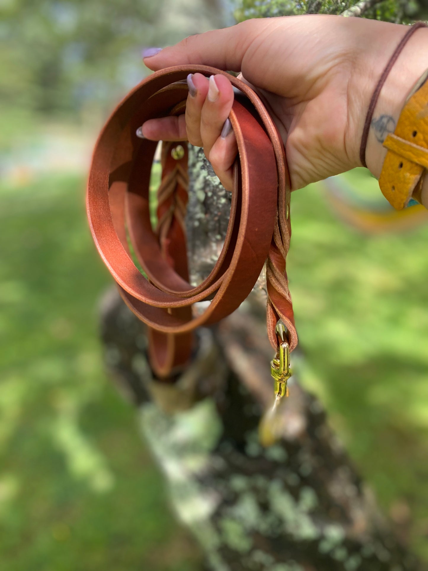 Braided Latigo Leash in Tan
